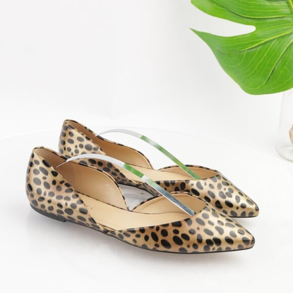 Talbots Womens D'Orsay Flat Size 9 Tan Brown Patent Leopard Slip On Pointed Shoe - Picture 12 of 12
